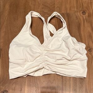 ALO Yoga Cream Ruched Sports Bra